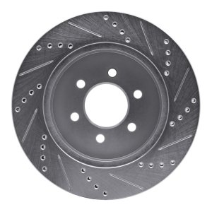 Dodge Dakota Brake Rotor (1) - Front Left - R1 Concepts - Drilled & Slotted - Silver - `03-`04